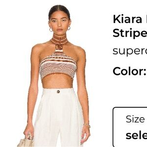 Revolve Superdown Brown striped backless crop top